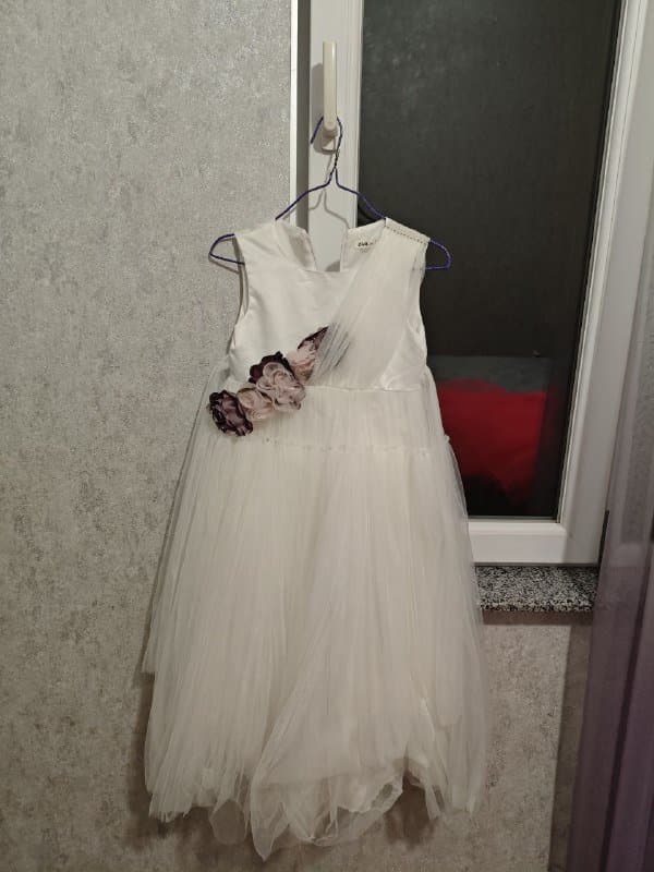 Розовое платье, детское белое платье 4