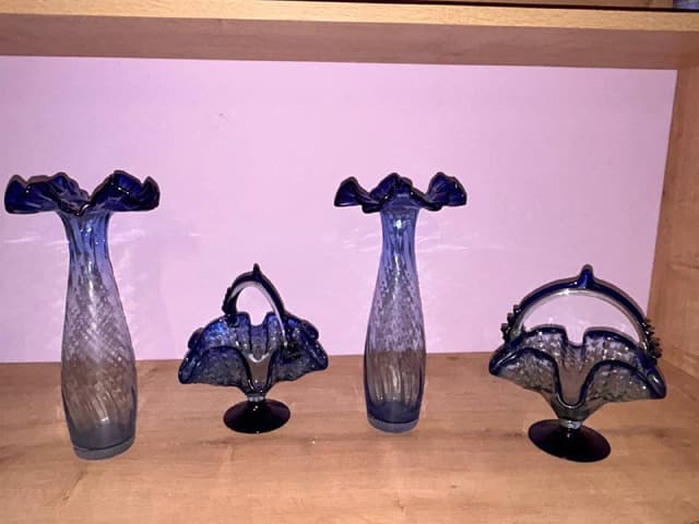 Набор декоративного стекла 4 предмета, вазы, корзинки