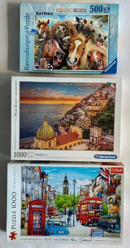 Пазлы Лошади Селфи 500 шт, Побережье Италии 1000 шт, Лондон 1000 шт