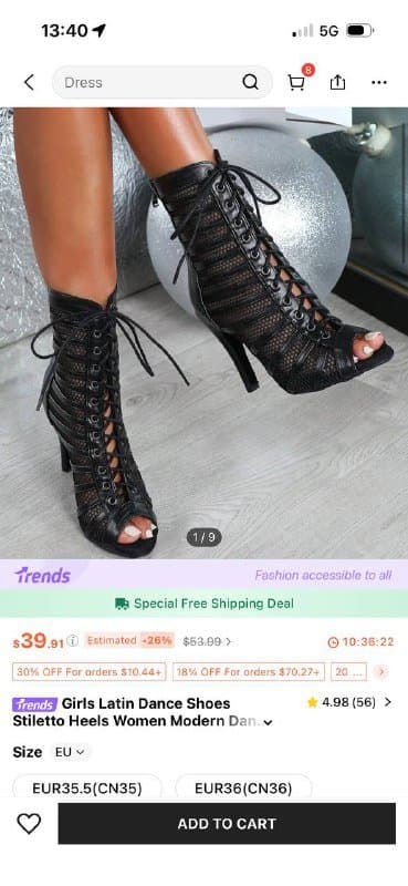 Женские танцевальные туфли черные на шнуровке