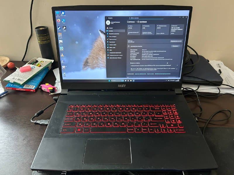Игровой ноутбук MSI, клавиатура, мышь, охлаждающая подставка 3