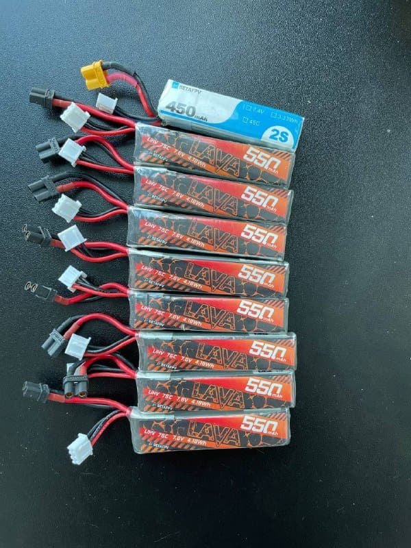BETAFPV Lava батареи 550mAh 2S, 450mAh 2S, огнеупорный кейс
