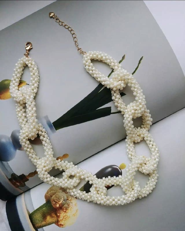 Колье из японского бисера позолоченное 2 шт