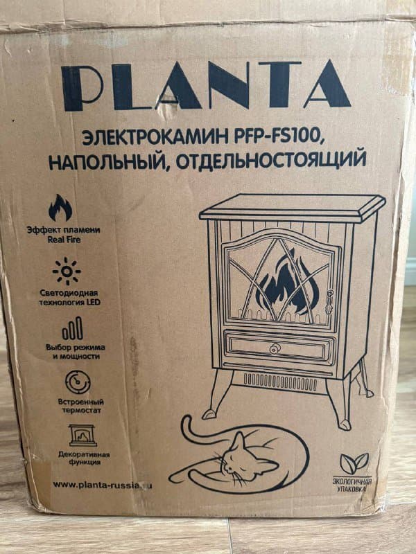 Электрокамин с эффектом живого пламени и обогревом 2