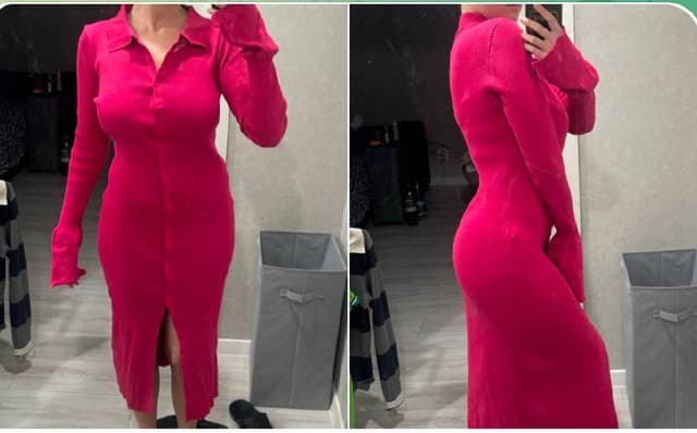 трикотажное розовое платье на пуговицах 36-38