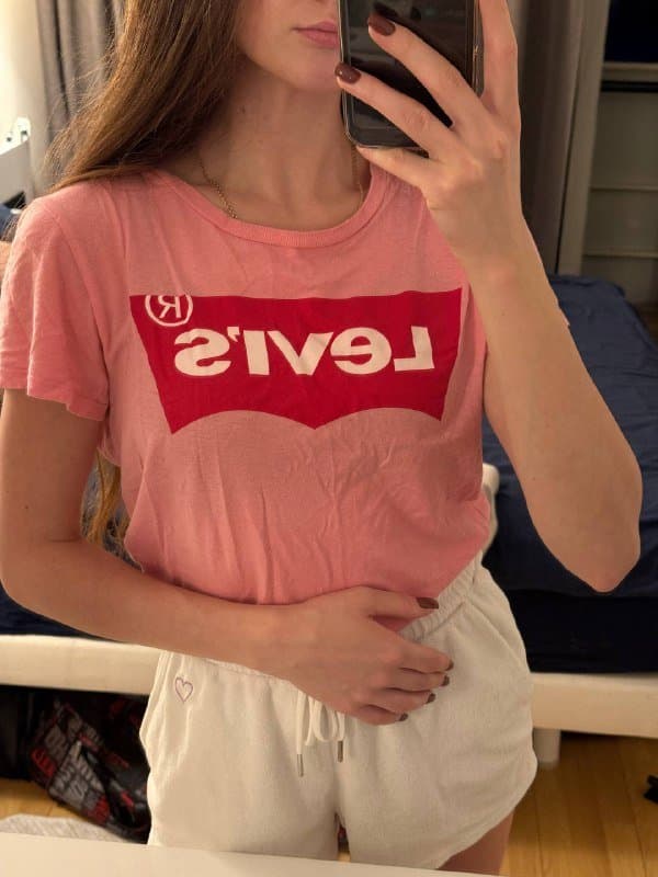 Женский розовый топ, майка графит, футболка Levi's XS/S 5