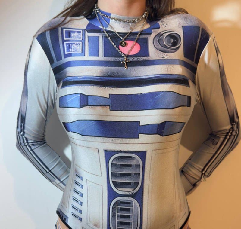 мини-юбка серебристая блестящая, синтетическое футуристичное боди 2