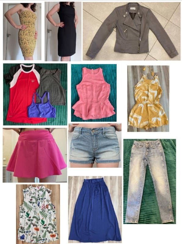 Женская одежда XS-S, платья, жакет, майки, блузки, комбинезон, юбки, шорты, джинсы