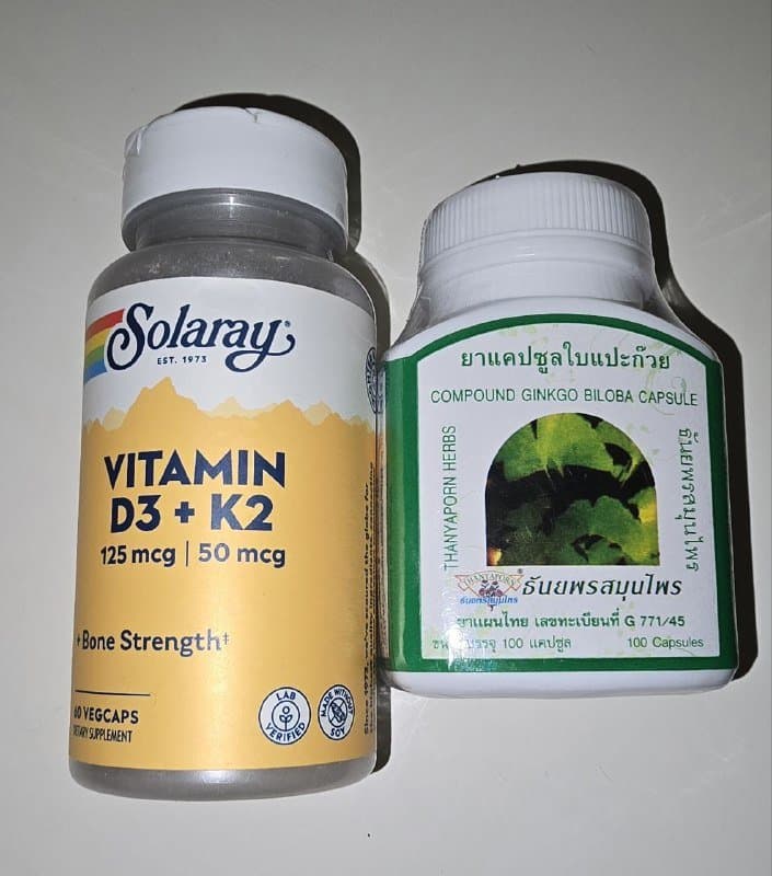 Витамин D3 и K2 Solaray, Гингко билоба тайская 1