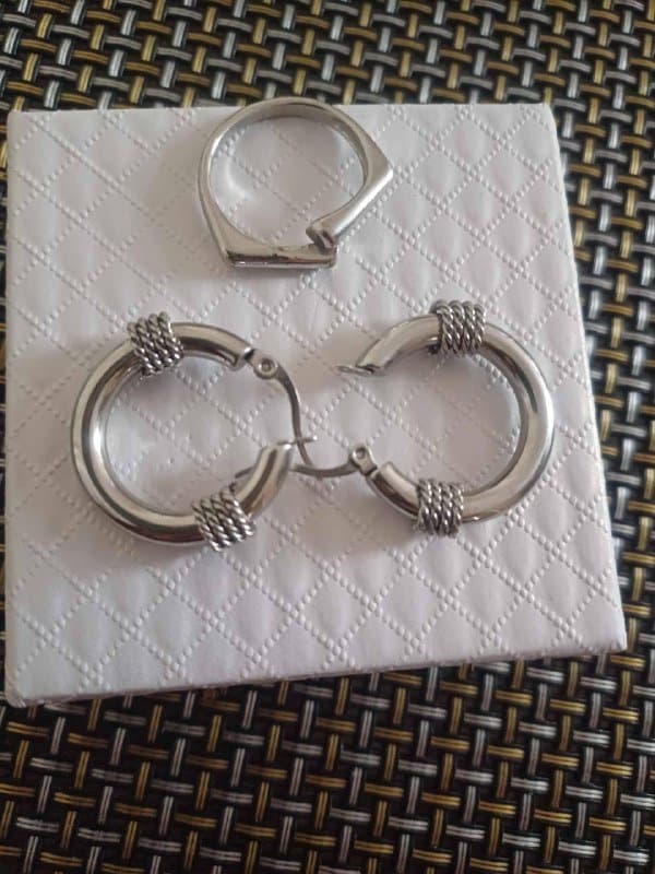 Крестик, серьги кольца