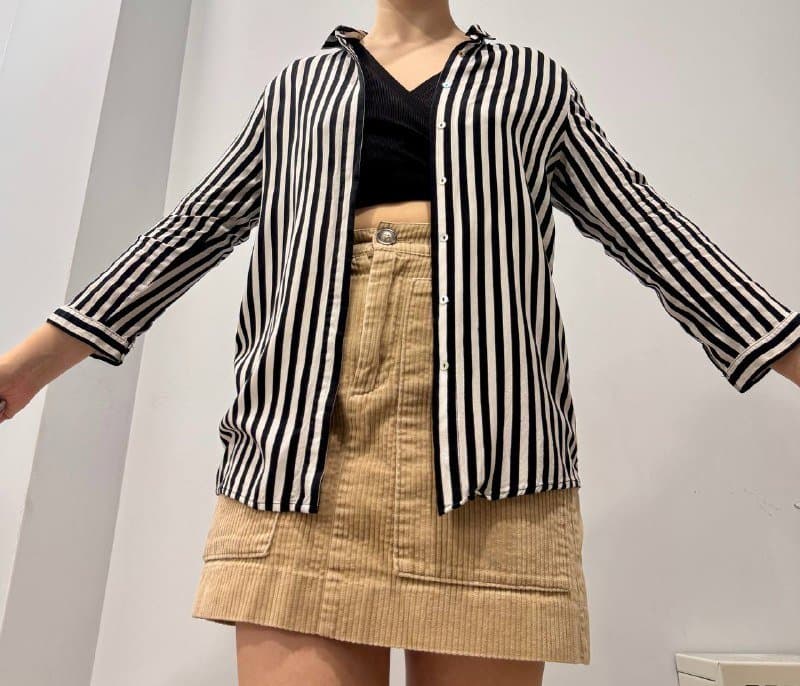 вельветовая юбка, рубашка, кофта, красные брюки 2