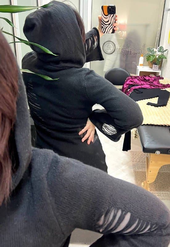 Туника удлиненное худи тонкая вязка черная 3