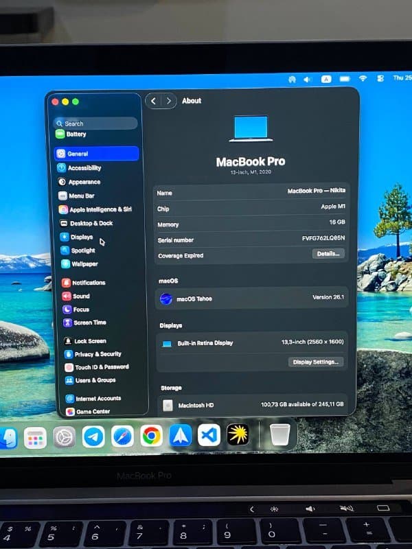 MacBook Pro M1 16GB RAM 256GB SSD 5