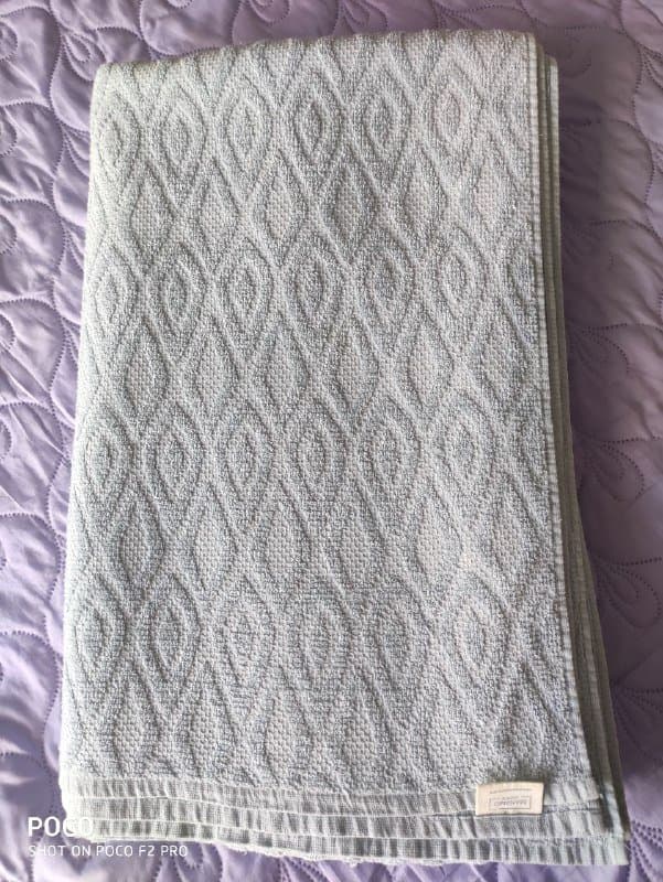 Светло голубой махровый плед 220х200