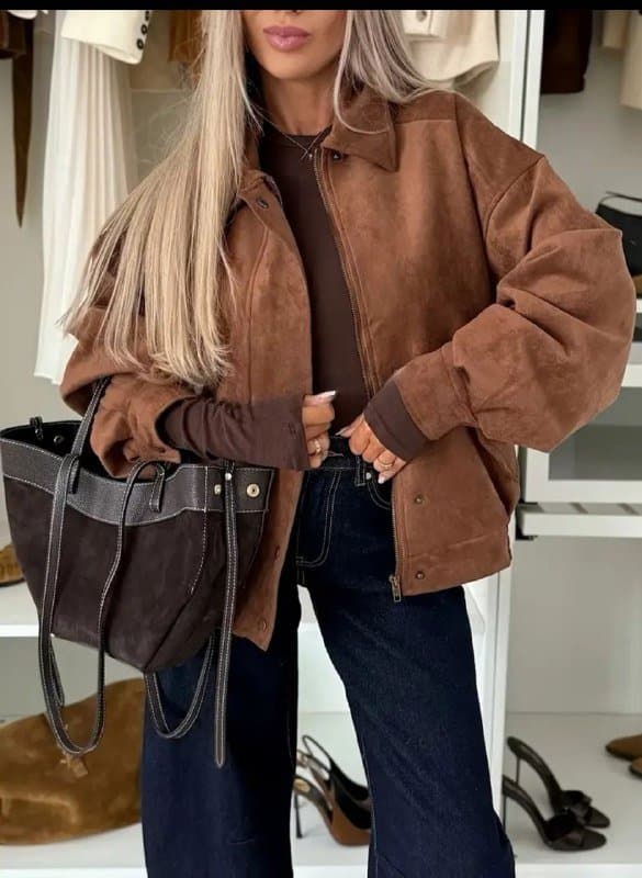 Куртка бомбер женская XL коричневая