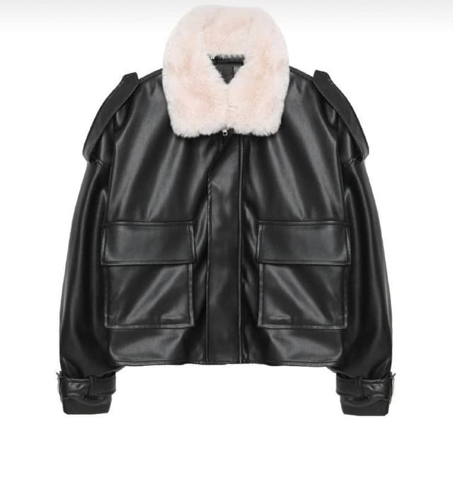 Кожаная куртка с мехом женская, размер M