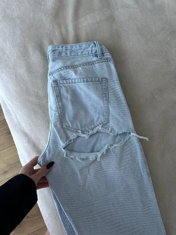 Укороченная рубашка Zara, атласные и кожаные юбки, джинсы, наколенники XS 7