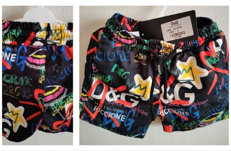 Вязаный комбинезон, шорты для плавания D&G, слюнявчики 1