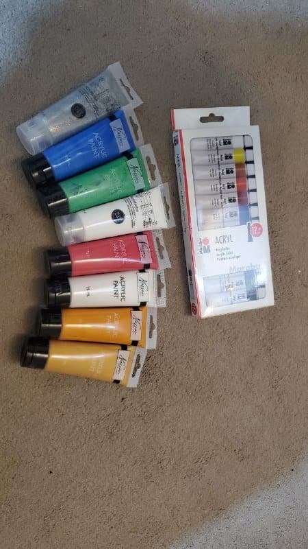 Акриловые краски перламутровые и набор акриловых красок 12шт