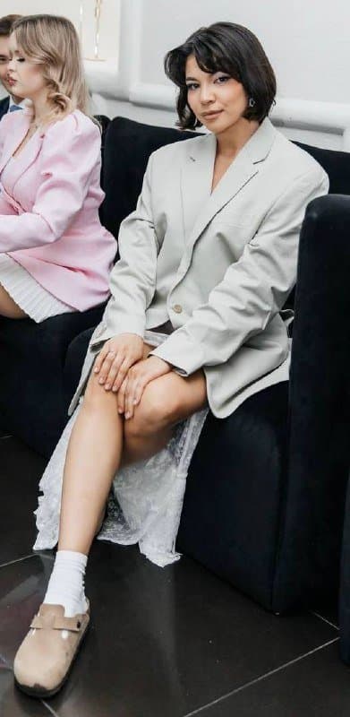 Оверсайз пиджак и платье сетку