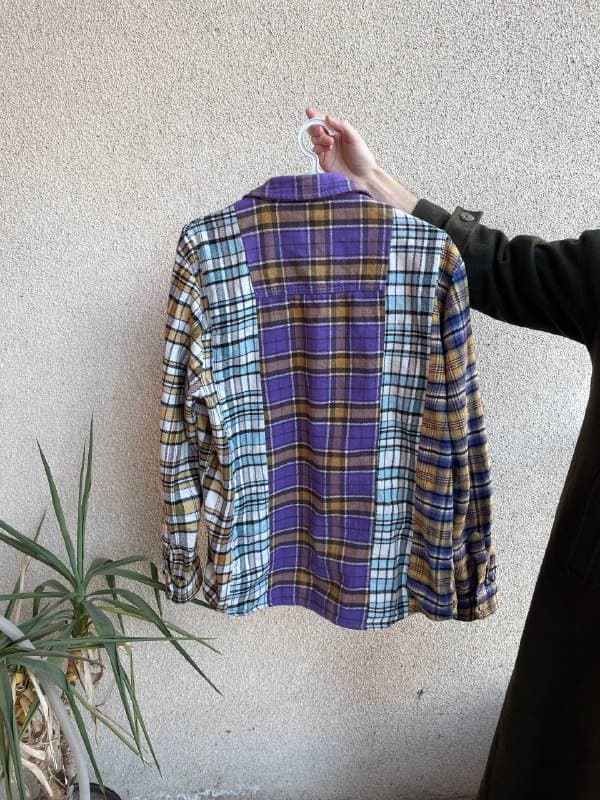 Апсайклинг рубашка, брюки Monki, боди, рубашка Zara, новогодний свитер 8