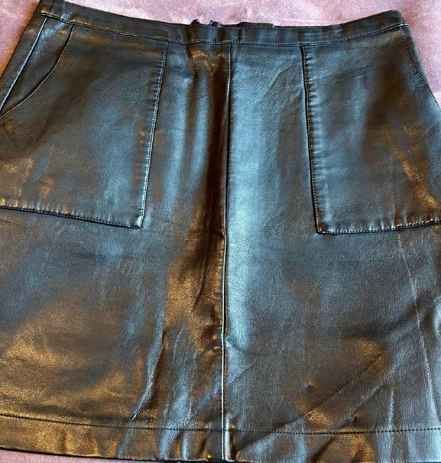 Кожаная юбка черная размер 38