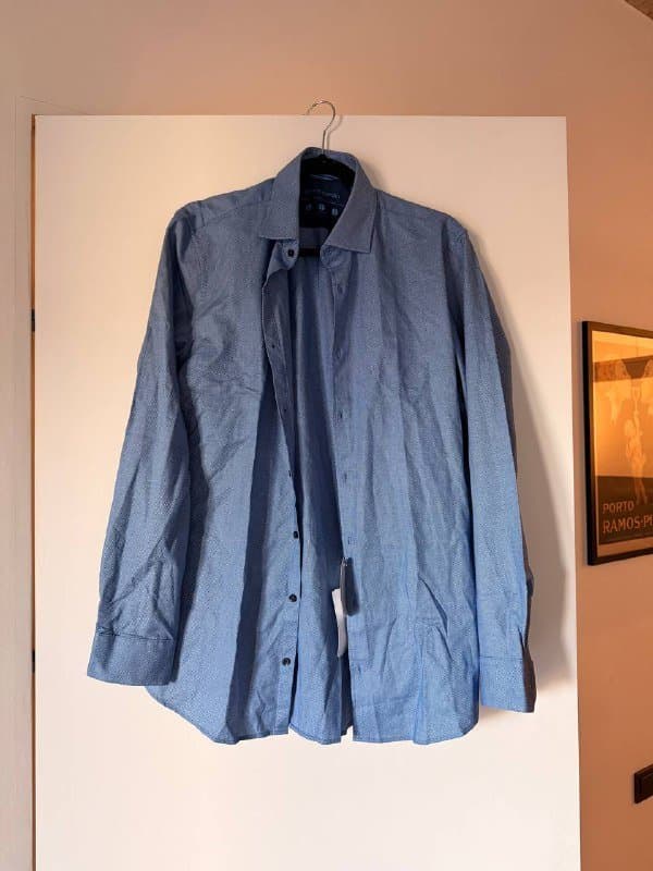 голубое платье, бежевое платье в цветочек, черное платье, голубая рубашка Pierre Cardin, голубая рубашка Uniqlo 6