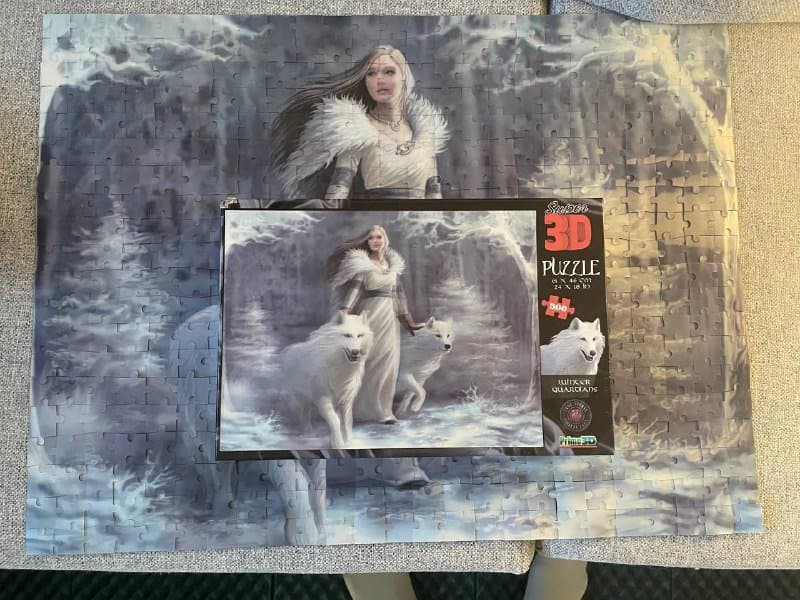 3D пазл с изображением девушки и волков 2