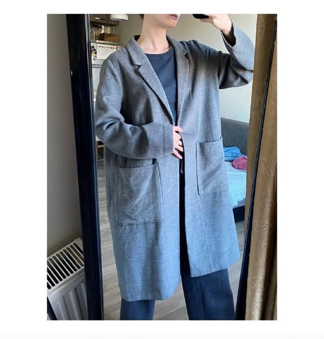 Пальто H&M оверсайз серое