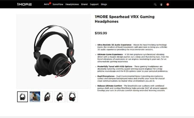 Игровая гарнитура 1MORE Spearhead VRX с красной подсветкой