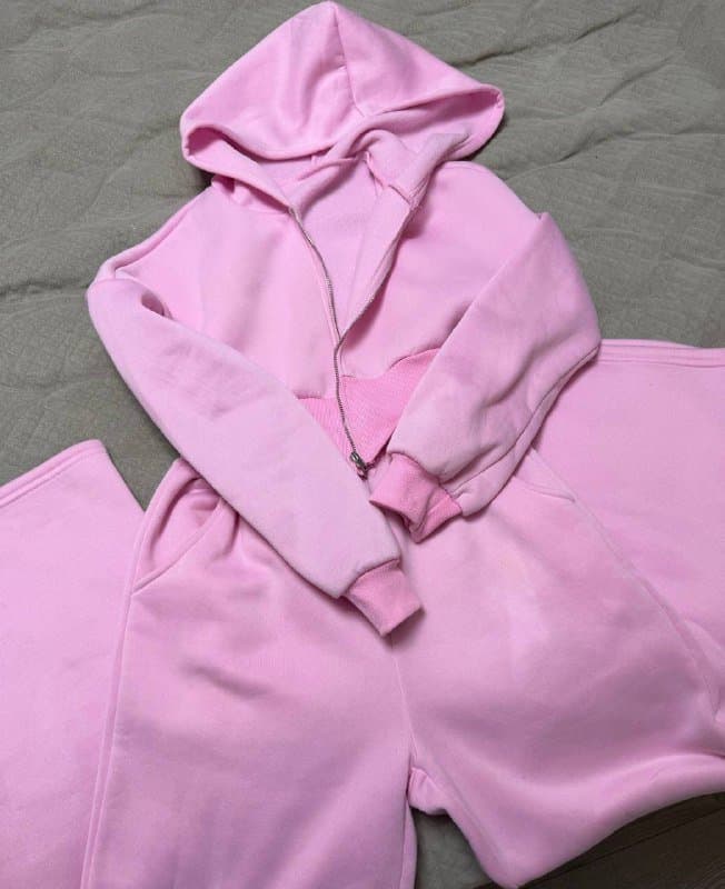 Розовый утепленный костюм 3