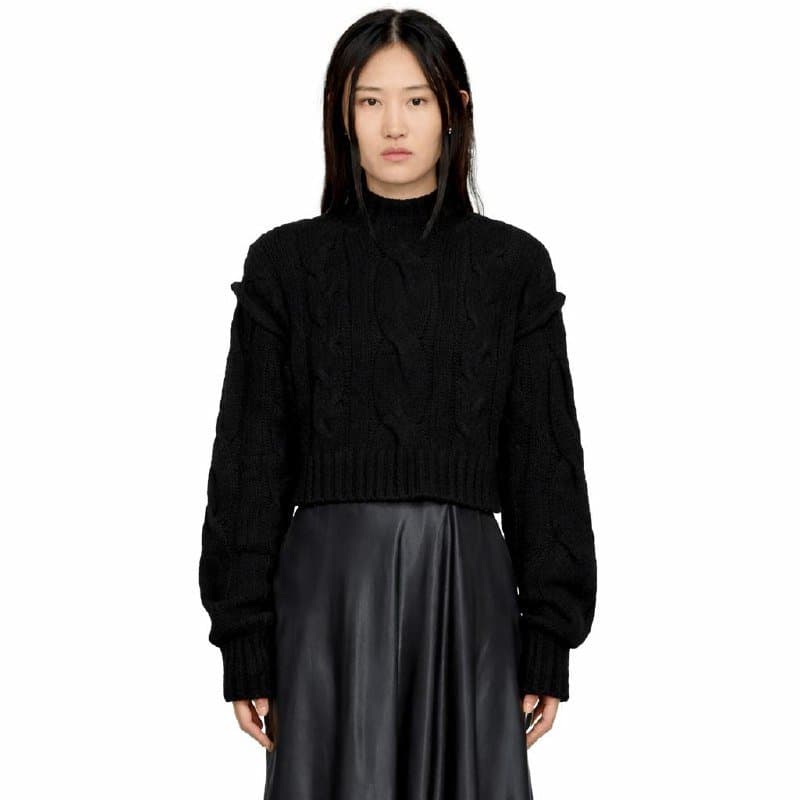 Черный свитер из альпаки, джинсовая юбка Paloma Wool 1