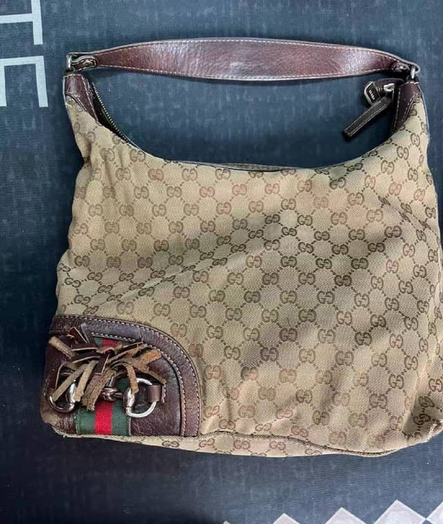 Оригинальная сумка Gucci винтаж натуральная кожа канвас