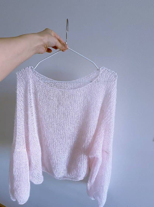 Вязаная паутинка из натурального мохера нежно-пудрово-розового цвета