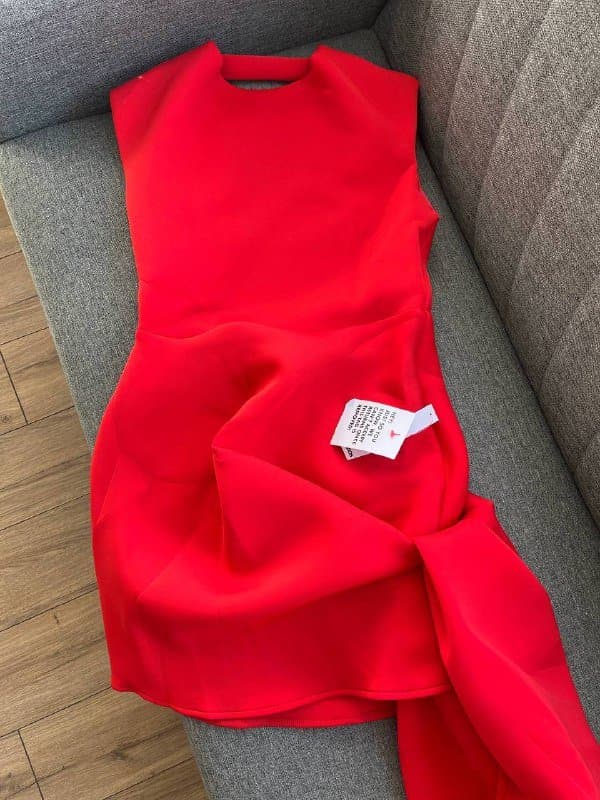 Красное мини-платье ASOS DESIGN S/M, с подкладом, со шлейфом 7