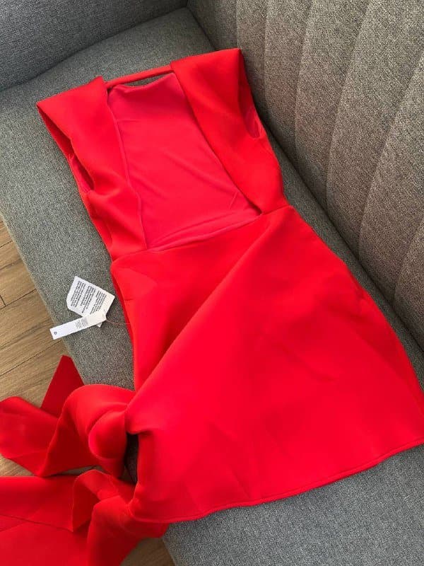 Красное мини-платье ASOS DESIGN S/M, с подкладом, со шлейфом 10