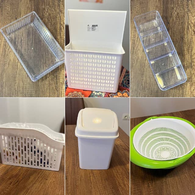 Корзиночки, мусорка, дуршлаг, поднос, фужеры, ваза, емкость, формы для запекания, чайник, салатник, зеркало, сковородка, кастрюля, весы, пылесос, блендер, Xbox series X, плед, подушки, пенный ролл, офисный стул, книги