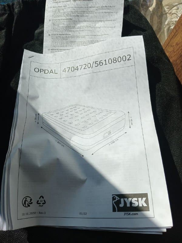 Надувной матрас Jysk с компрессором и сумкой