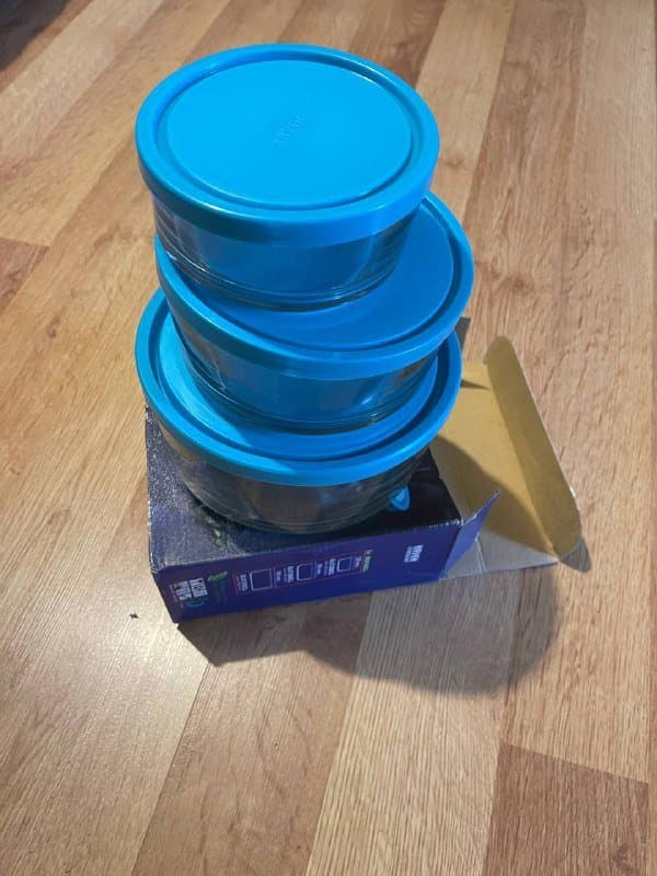 Набор стеклянных контейнеров с силиконовыми крышками 3шт