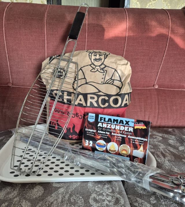 Набор для шашлыка, шампура, уголь, мангал