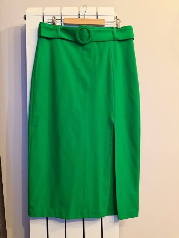 зеленая юбка карандаш Zara с разрезом XL 3