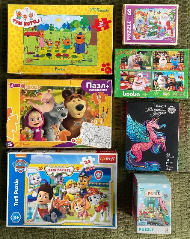 Пазлы деревянные и картонные для детей 2+