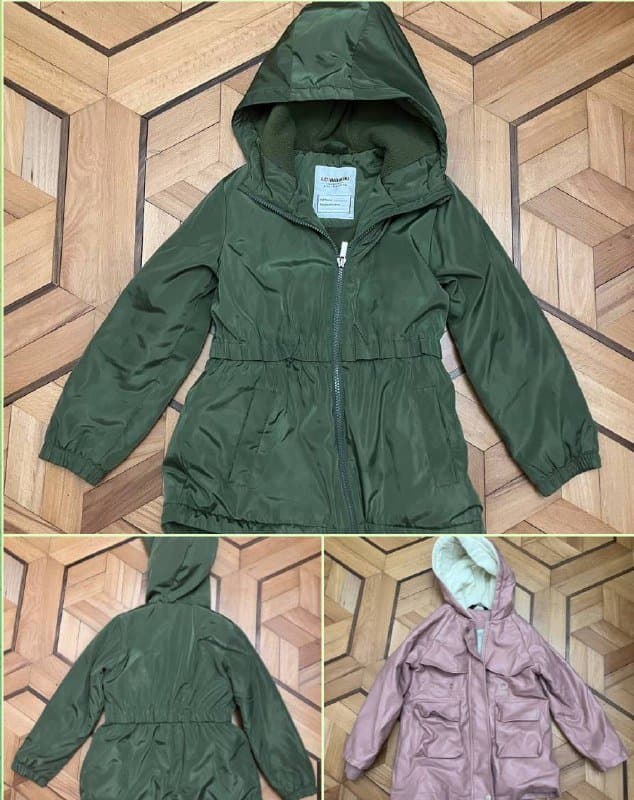 Парка утепленная, куртка из экокожи для девочки 6-7 лет