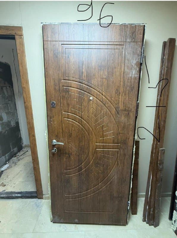 Железные двери темный дуб 2200x960 мм и 90x215 см 2