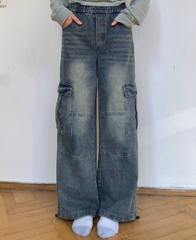 Джинсы карго на резинке 2