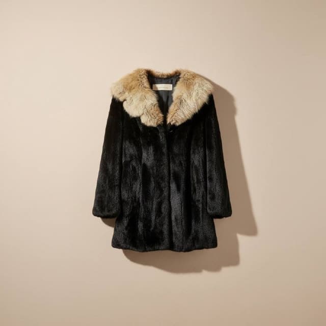 норковая шуба с воротником из лисы