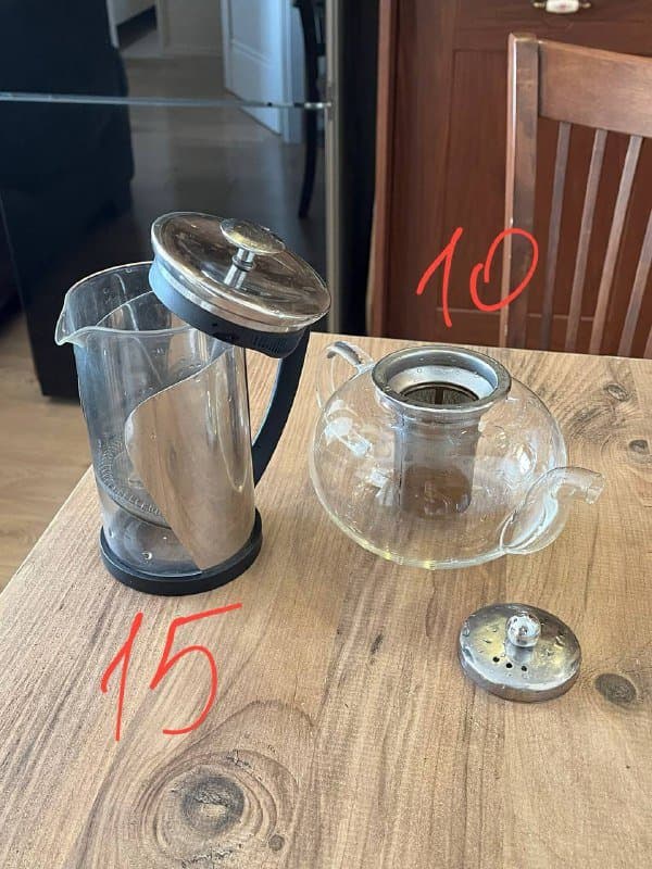 Френч пресс, заварочный чайник, бокалы, чашки, держатель для кружек