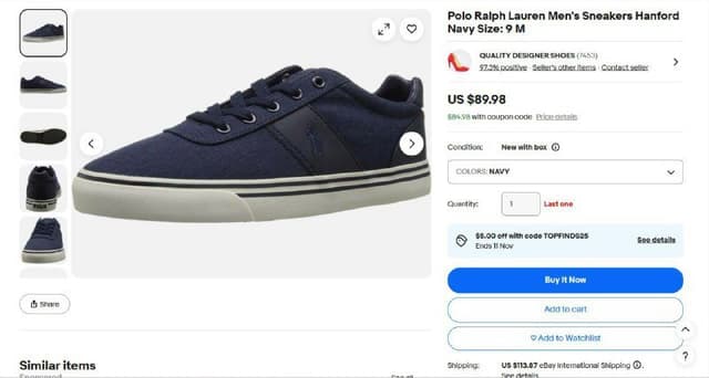 Кроссовки Polo Ralph Lauren Hanford Navy US 9