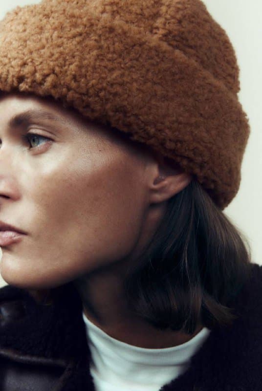Zara шапка из натуральной шерсти