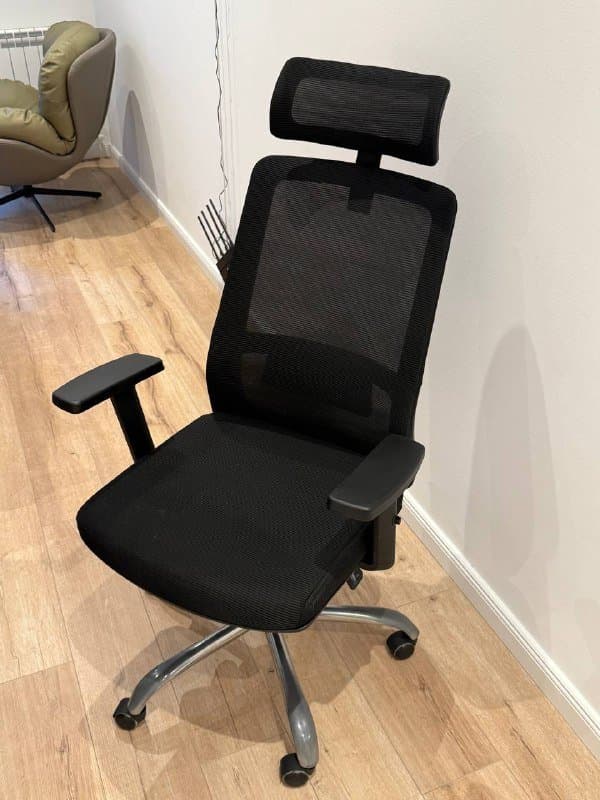 Стол деревянный, лампа напольная, кольцевая лампа, кресло кожаное и компьютерное, тумбочка, автокормушка и автопоилка для кошек, монитор, зеркало в полный рост 5